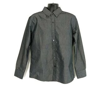 Buckle Mens sz L Shirt Gray Stripe Button Up Long Sleeve Collared Contour Fit